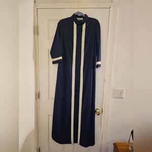 Vintage Vanity Fair Robe‎ House Coat Blue White Stripe Loungewear 10